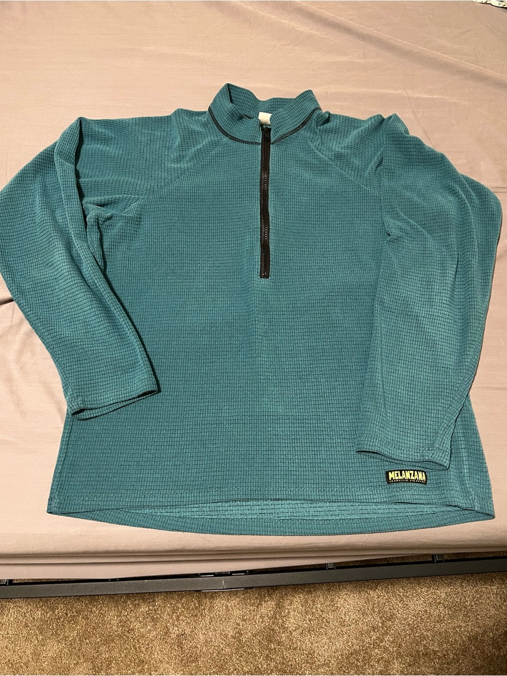 Melanzana Teal Micro-Grid Quarter-Zip Pullover